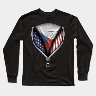 Czech Flag  Czech Republic Flag American Flag Zip Down - Gift for Czech From Czech Republic Long Sleeve T-Shirt